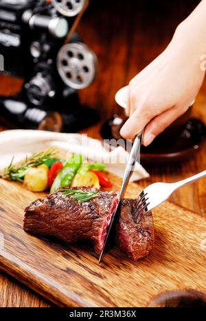 Gegrilltes Ribeye Steak，angus Fillet Steak，dickes Rindersteak Stockfoto