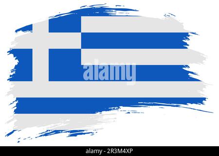 Griechenland Pinselstrich Flaggen Vektorhintergrund. Handgezeichnetes isoliertes griechisches Banner im Grunge-Stil. Stock Vektor