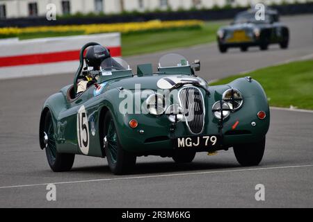 Hans-Martin Schneeberger, Jaguar XK120, Tony Gaze Trophy, ein zwanzig-Minuten-Rennen mit nur einem Fahrer für Straßenfahrzeuge und Sportwagen, die in Rennen mitmachten Stockfoto