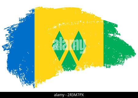 Vektorhintergrund der Strichmarkenflagge von St. Vincent und den Grenadinen. Handgezeichnetes isoliertes Banner im Grunge-Stil von Vincentian. Stock Vektor