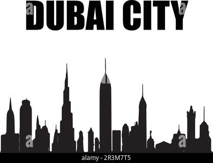 Eine schwarz-weiße Dubai City Vector Illustration. Stock Vektor