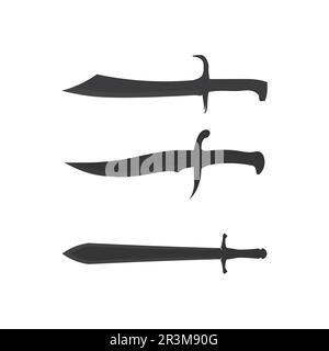 Kreuzschwert, Säbel und Klinge Logo Symbol flach einfaches Vektorsymbol und Bonussymbol Stock Vektor