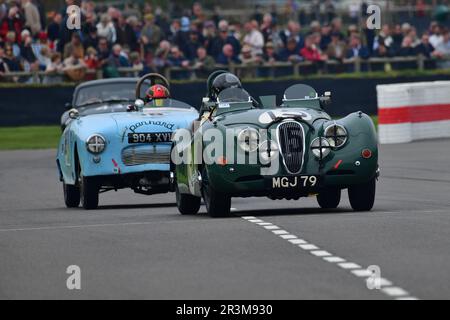 Hans-Martin Schneeberger, Jaguar XK120, Tony Gaze Trophy, ein zwanzig-Minuten-Rennen mit nur einem Fahrer für Straßenfahrzeuge und Sportwagen, die in Rennen mitmachten Stockfoto