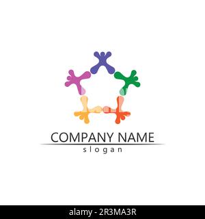 Design-Vorlage für Vektorlogo, Gruppennetzwerk und soziale Symbole der People Community Stock Vektor