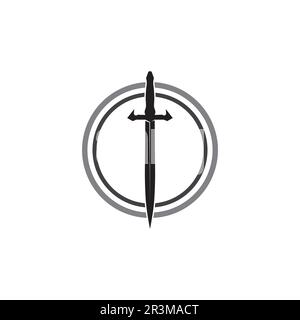 Kreuzschwert, Säbel und Klinge Logo Symbol flach einfaches Vektorsymbol und Bonussymbol Stock Vektor