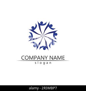 Design-Vorlage für People Community, Pflegegruppennetzwerk und soziale Symbole Stock Vektor