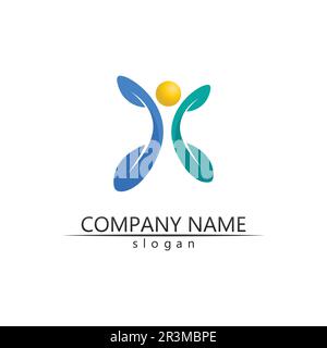 Design-Vorlage für People Community, Pflegegruppennetzwerk und soziale Symbole Stock Vektor