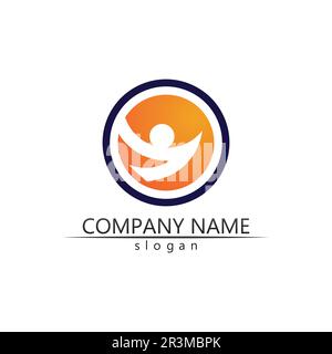 Design-Vorlage für People Community, Pflegegruppennetzwerk und soziale Symbole Stock Vektor