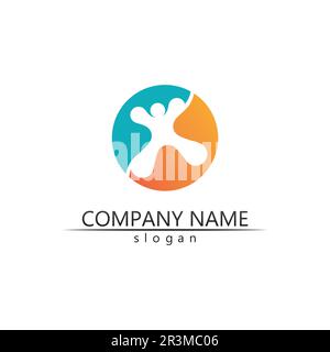 Design-Vorlage für People Community, Pflegegruppennetzwerk und soziale Symbole Stock Vektor