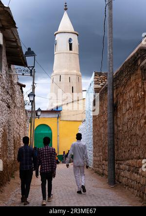 Minarett der al-Jami-Moschee, Region Harari, Harar, Äthiopien Stockfoto