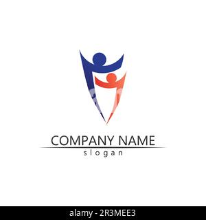 Design-Vorlage für People Community, Pflegegruppennetzwerk und soziale Symbole Stock Vektor