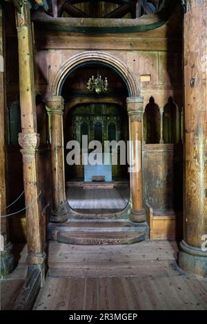 Die Kirche in Hopperstad am Sognefjord Stockfoto