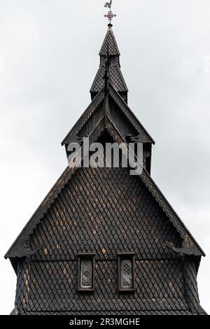 Die Kirche in Hopperstad am Sognefjord Stockfoto