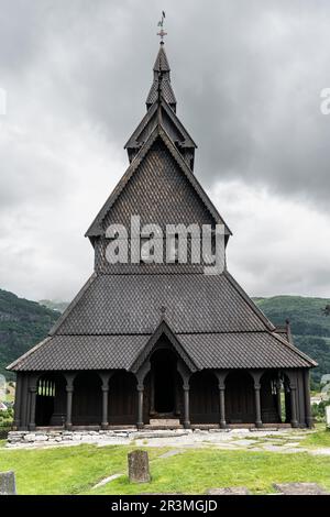 Die Kirche in Hopperstad am Sognefjord Stockfoto