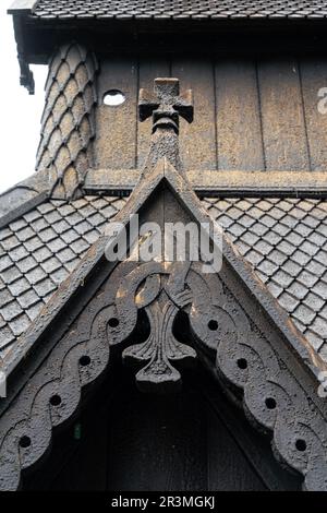 Die Kirche in Hopperstad am Sognefjord Stockfoto