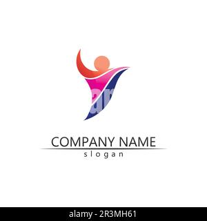 Design-Logo und Vorlage für People Community, Pflegegruppennetzwerk und Social Icons Stock Vektor