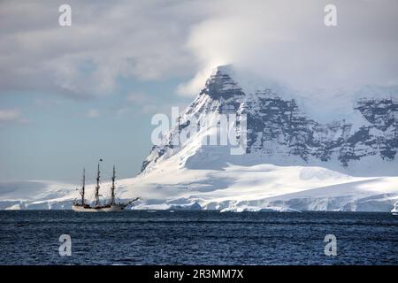 Segeln mit Bark Europa auf einer Antarktis-Kreuzfahrt Stockfoto