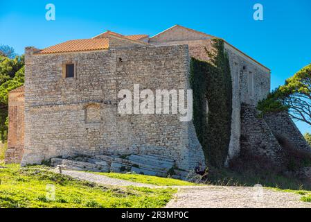 Die Kirche Sant'Antonio Abate aus dem 13. Jahrhundert in Erice, Sizilien Stockfoto