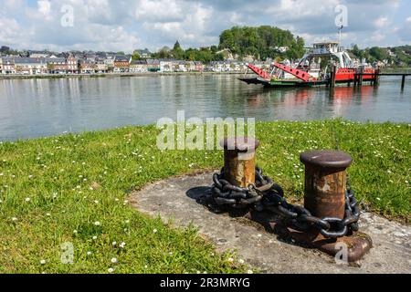 Fähre über die seine nach Duclair | Passage d'Eau de Duclair a Berville-sur-seine Stockfoto