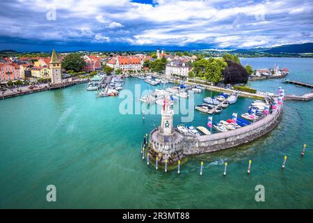 Stadt Lindau am Bodensee Seehafen Luftbild, Bayern Region Deutschland Stockfoto