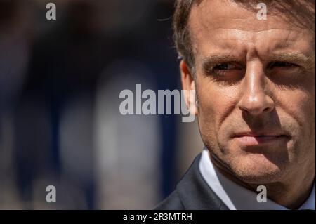 Paris, Frankreich. 24. Mai 2023. Der französische Präsident Emmanuel Macron empfängt den Präsidenten Litauens am 24. Mai 2023 im Elysee-Palast in Paris, Frankreich. Foto: Eliot Blondet/ABACAPRESS.COM Kredit: Abaca Press/Alamy Live News Stockfoto