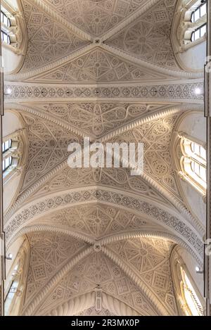 Ornamented ceiling in the nave of the main church of Erice in Sicily Stock Photo