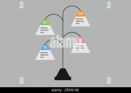 4 Optionen mit Infografik-Design der Lampe Stock Vektor