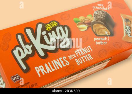 UTZ Cocoa 11 Riegel pbKing Pralinen mit Peanut Butter Nahaufnahme Stockfoto