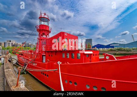 London Trinity Buoy Wharf Leamouth Peninsular Orchard Place vertäut Lightship 95 Recording Studio Stockfoto