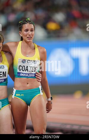 Maddie COATES läuft bei den Athletik-Weltmeisterschaften 2019 in Doha das 4x100-m-Relais. Stockfoto