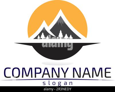 Landschaftslogo und Symbole für die Berglandschaft Vorlage Design Vector Stock Vektor