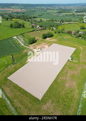 Bewdley Bank unterirdischer Serice Wasserspeicher, erbaut im Jahr 2020 mit einer Kapazität von 34 ML in der Nähe von Burghill Hereford UK, betrieben von Welsh Water - Stand Mai 2023 Stockfoto