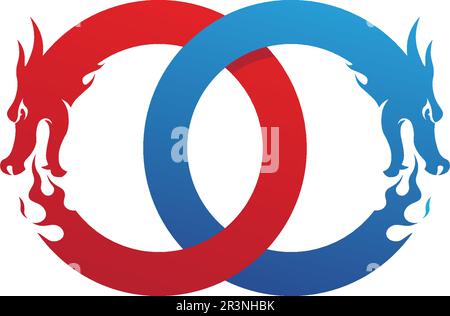 Kopf dragon flachen Farbe logo template Vector Illustration Stock Vektor