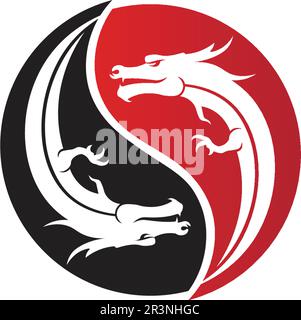 Kopf dragon flachen Farbe logo template Vector Illustration Stock Vektor