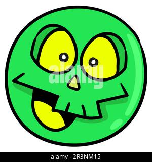 Emoticon-Ball mit lachendem Gesicht. Bild des doodle-Symbols Stockfoto