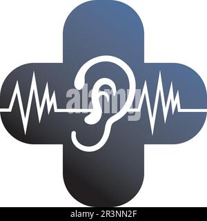 Ohr und Diagnose Gesundheit Logo desain und Vektor Stock Vektor