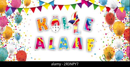 Koelle Alaaf Farbige Confetti Ballons Festoons Kopfzeile Stockfoto