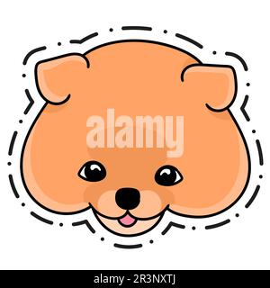 Süßer orangefarbener Hundeaufkleber Kawaii. doodle Icon-Zeichnung Stockfoto