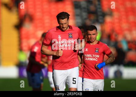 24. Mai 2023; Tannadice Park, Dundee, Schottland: Scottish Premiership Football, Dundee United gegen Kilmarnock; Ash Taylor aus Kilmarnock während der Aufwärmphase vor dem Spiel Stockfoto