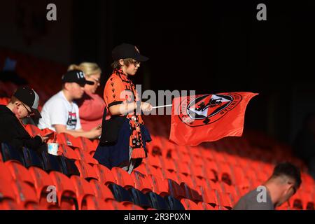 24. Mai 2023; Tannadice Park, Dundee, Schottland: Scottish Premiership Football, Dundee United gegen Kilmarnock; Dundee United Fans zeigen ihre Unterstützung Stockfoto