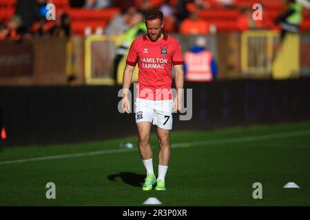 24. Mai 2023; Tannadice Park, Dundee, Schottland: Scottish Premiership Football, Dundee United gegen Kilmarnock; Rory McKenzie aus Kilmarnock während des Warm-Up vor dem Spiel Stockfoto