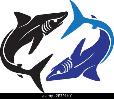 Vorlage für das Shark Logo und Design für Vektorfische wild lebender Meerestiere Stock Vektor