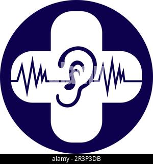 Ohr und Diagnose Gesundheit Logo desain und Vektor Stock Vektor
