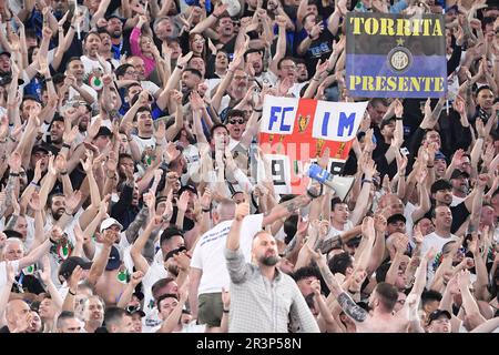 Rom, Italien. 24. Mai 2023. Inter-Fans während des Endspiels des Italy Cup zwischen ACF Fiorentina und FC Internazionale im Olimpico-Stadion in Rom (Italien), 24. Mai 2023. Kredit: Insidefoto di andrea staccioli/Alamy Live News Stockfoto