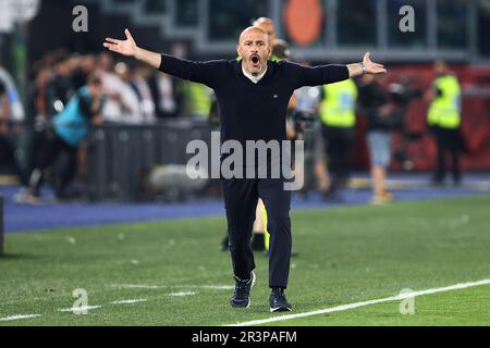 Rom, Italie. 24. Mai 2023. Vincenzo Italiano Cheftrainer von Fiorentina reagiert während des italienischen Pokals, Coppa Italia, Endspiel zwischen ACF Fiorentina und FC Internazionale am 24. Mai 2023 im Stadio Olimpico in Rom, Italien - Photo Federico Proietti/DPPI Credit: DPPI Media/Alamy Live News Stockfoto
