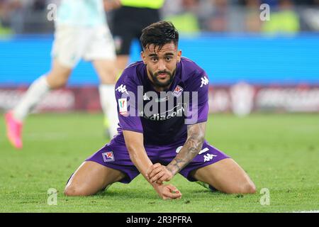 Rom, Italie. 24. Mai 2023. Nicolas Gonzalez aus Fiorentina reagiert während des italienischen Pokals, Coppa Italia, Endspiel zwischen ACF Fiorentina und FC Internazionale am 24. Mai 2023 im Stadio Olimpico in Rom, Italien - Photo Federico Proietti/DPPI Credit: DPPI Media/Alamy Live News Stockfoto