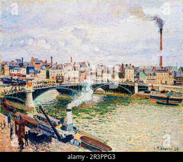 Morgen, ein bedeckter Tag, Rouen von Camille Pissarro. Original aus dem MET Museum. Stockfoto