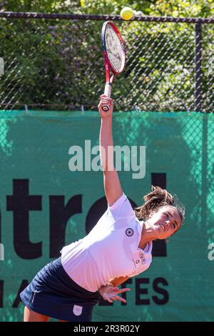 ZANDVOORT, NIEDERLANDE - MAI 24: Jasmijn Gimbrére von Baarn Lead Healthcare in Aktion während des Eredivisie Tennis Match zwischen T.C. Zandvoort und Baarn 1 im Tennispark De Glee am 24. Mai 2023 in Zandvoort, Niederlande (Foto: Kees Kuijt/Orange Pictures) Stockfoto
