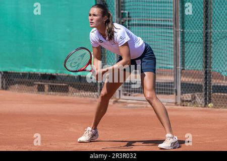Zandvoort, Niederlande. 24. Mai 2023. ZANDVOORT, NIEDERLANDE - MAI 24: Jasmijn Gimbrére von Baarn Lead Healthcare in Aktion während des Eredivisie Tennis Match zwischen T.C. Zandvoort und Baarn 1 im Tennispark De Glee am 24. Mai 2023 in Zandvoort, Niederlande (Foto von Kees Kuijt/Orange Pictures) Guthaben: Orange Pics BV/Alamy Live News Stockfoto