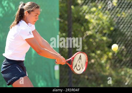 Zandvoort, Niederlande. 24. Mai 2023. ZANDVOORT, NIEDERLANDE - MAI 24: Jasmijn Gimbrére von Baarn Lead Healthcare in Aktion während des Eredivisie Tennis Match zwischen T.C. Zandvoort und Baarn 1 im Tennispark De Glee am 24. Mai 2023 in Zandvoort, Niederlande (Foto von Kees Kuijt/Orange Pictures) Guthaben: Orange Pics BV/Alamy Live News Stockfoto